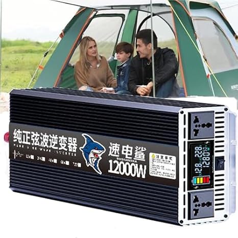 12000W Pure Sine Wave Inverter 12V/24V/48V/60V DC to 220V AC Converter with LCD Display, Ideal for Home, RV, Truck, Car, Camping, Solar Power Solutions