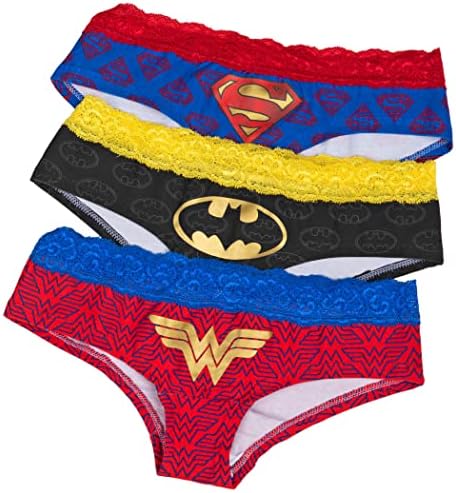 Coco Brands Intl | DC Comics Superhero Lace 3 Pair Pack of Hipster Panties Large