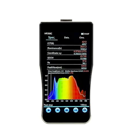 Handheld Spectrometer, Spectral Illuminance Meter, Light Spectrum Meter, Wavelength Range 380nm~780nm, 5-inch Screen