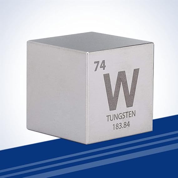 Tungsten 1.5" One Kilo Cube - Engraved Periodic Table Symbol