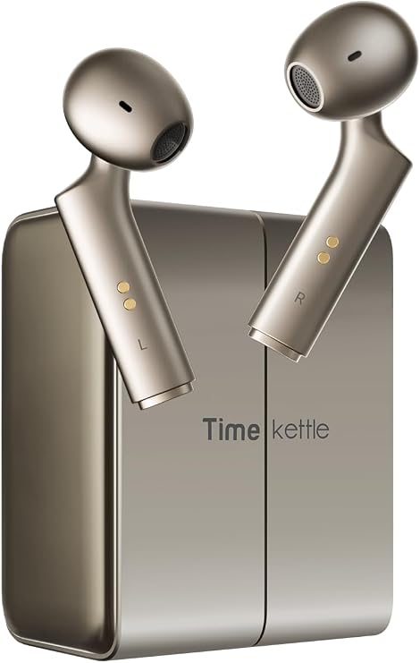 Timekettle W4 Translation Earbuds,Bone-Voiceprint Sensor for Clear Voice in Noise, AI Translator Correction,Protected Privacy with GDPR,Bluetooth,iOS/Android APP for Business & Relationships Gold
