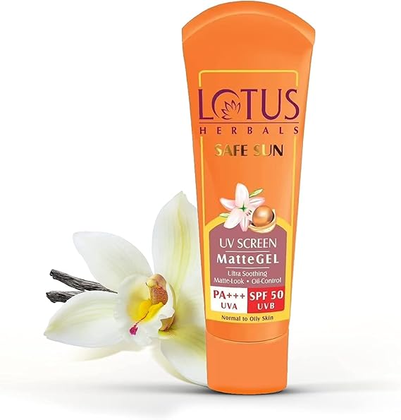 Lotus Herbals Safe Sun Invisible Matte Gel Sunscreen SPF 50 PA+++, For Men & Women, Non-Greasy, Suitable for Oily Skin, 100g
