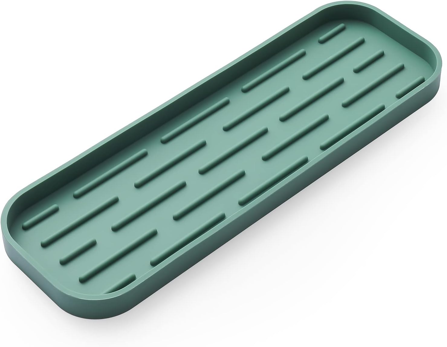 MicoYang Silicone Kitchen Sink Organizer Tray for Multiple Usage,Easy Clean Sponges Holder for Kitchen Bathroom Counter or Sink,Dish Soap Dispenser,Scrubber,Bottle,Cup Black 4.9x 3.2