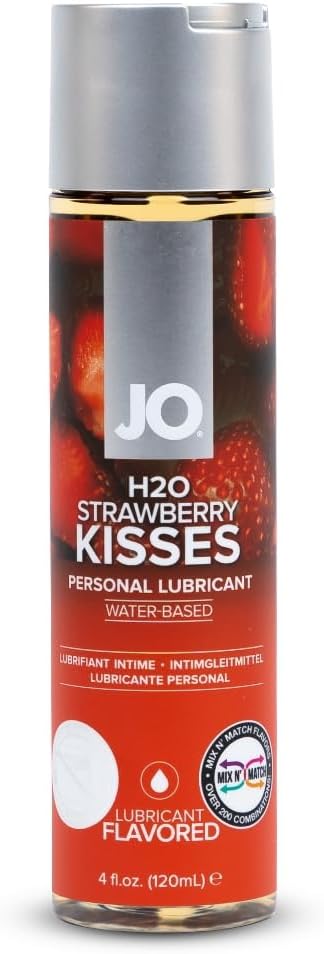 JO H2O Strawberry Lubricant, Sex Lube for Men, Women and Couples, Compatible with Natural Latex and Polyisoprene Condoms, 120 ml
