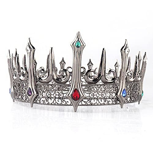 Full Crystal Queen King Wedding Pageant Prom Tiara Round Crown For Prom Party Christmas Halloween Costume Black