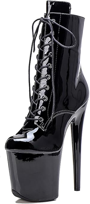 WUXIN H&P 8 Inch Pole Dance Boot Shoes, Exotic Stiletto Platform Heels