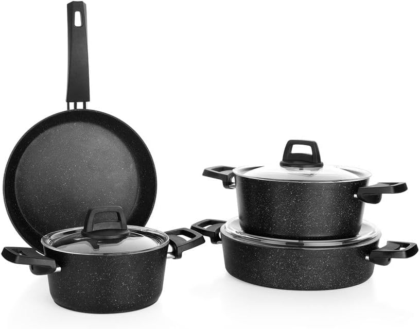Schafer Black Stone Cookware Set 7 Piece-Black