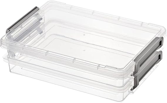 KBOLAE Plastic Storage Box 3 Deck Portable Stackable Clear A4 File Box Project Case