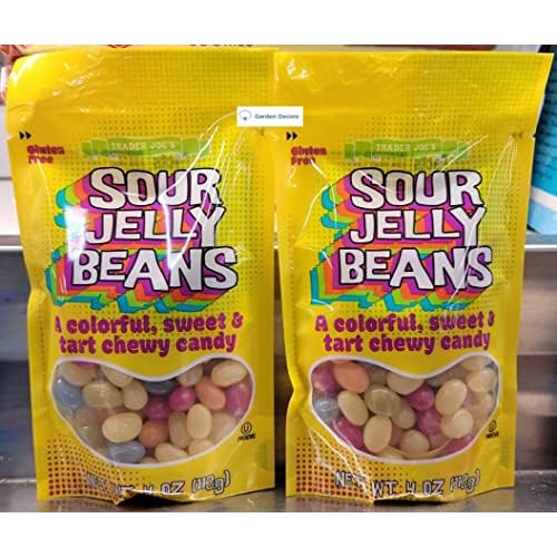 Trader Joes Sour Jelly Beans, a colorful, sweet & tart chewy candy 4oz 113g Two Bags