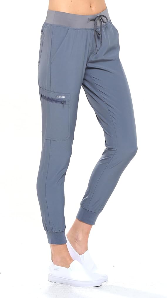 Dagacci Medical Uniform Jogger Scrub Pants for Women and Men Unisex 4-Way Stretch Workwear Professionals Scrubs Pants