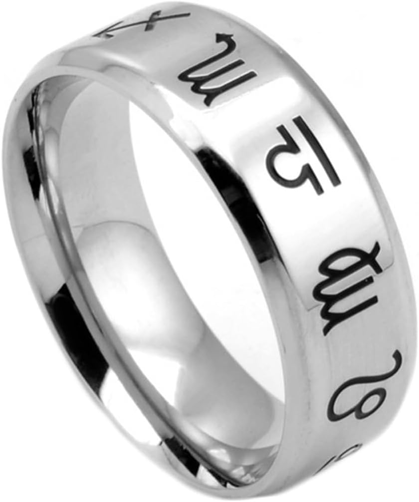 Beydodo Stainless Steel Rings for Men Wedding, Wedding Ring for Women Personalised Size 4 to 14 Zodiac Ring Band