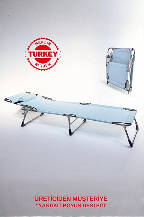 ecm proger Yastıklı Katlanır Kademeli Kampet Şezlong - AÇIK MAVİ