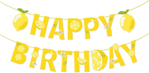 Lemon Happy Birthday Banner,Lemonade Birthday Banner,Soda Banner for Summer Cool Party,Decorations,Boys,Girls,Kids,Office,Home,Classroom,Bedroom