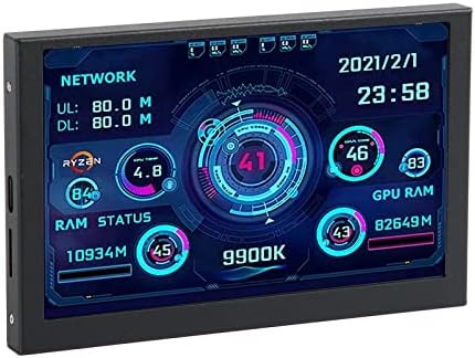 Zyyini PC CPU Data Monitor, 5 inch USB Type C Screen PC Sensor Panel Display, PC Temperature Display, PC CPU GPU Data Monitor,Computer Case Secondary Screen