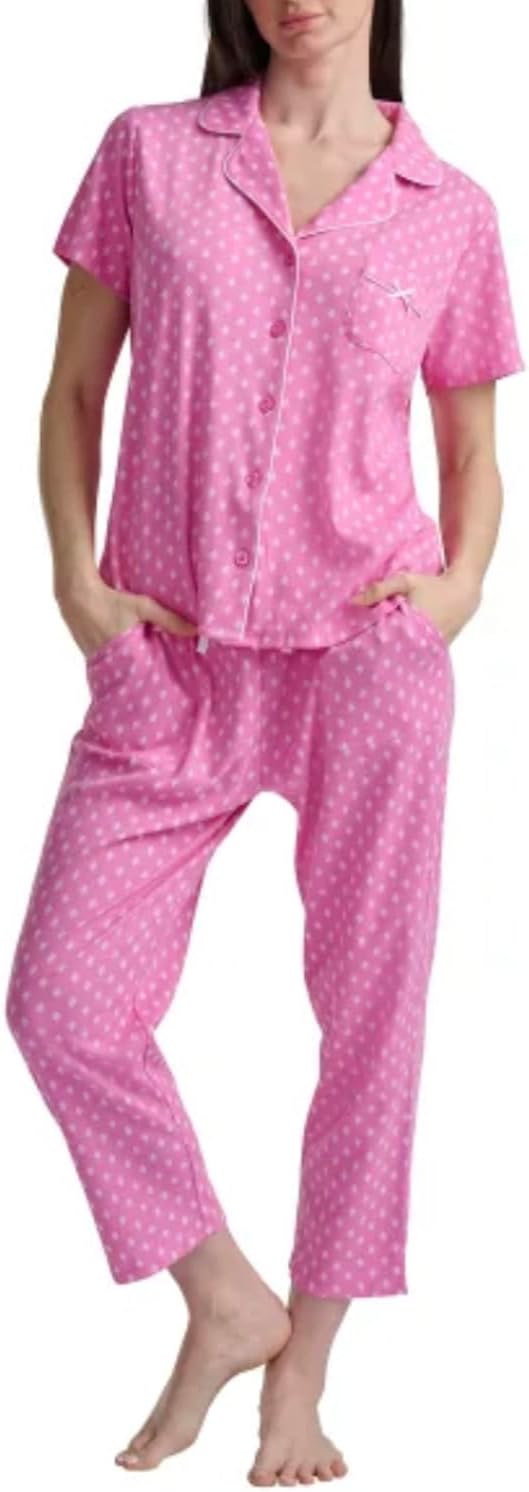Karen Neuburger Women's Notch Collar 2-Piece Slim Leg Pajama Set