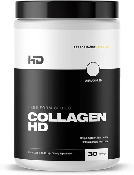 HD MUSCLE CollagenHD | Gut, Bone, Joint Support | Healthy Hair, Skin, Nails | 10g Hydrolyzed Collagen + 150mg Hyaluronic Acid | 30 Servings (Unflavored)