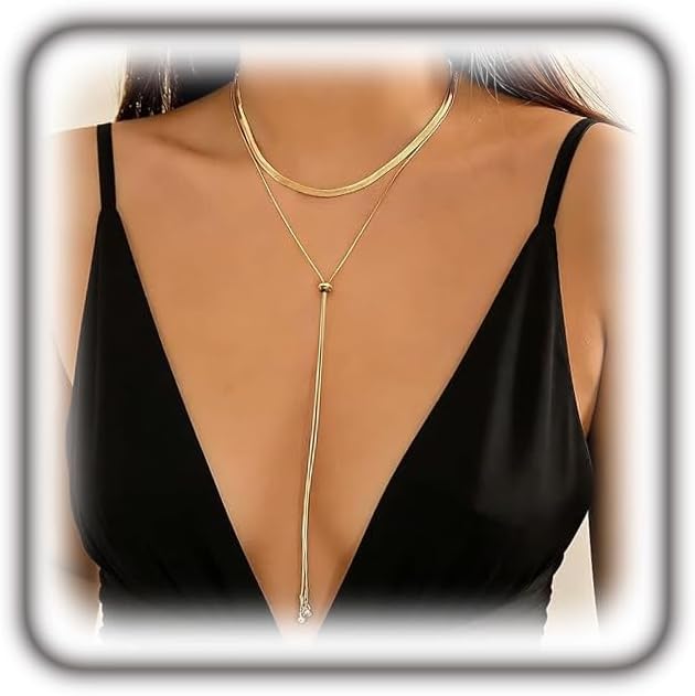 GIGB PBDK Chunky Gold Choker Necklace for Women,Trendy Silver Statement Necklace Long Snake Chain Drop Necklace,Charm Prom Body Jewelry Accessories Gifts