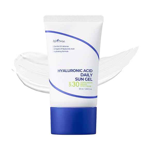 ISNTREE Hyaluronic Acid Daily Sun Gel SPF 30 | Korean Face Sunscreen with Hyaluronic Acid | Lightweight, Moisturizing Daily Sunscreen, No White Cast, 1.69 fl oz