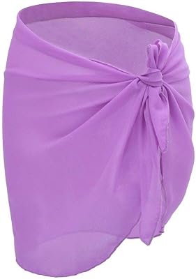 Women Beach Swimsuit Cover Ups Short Sarongs Bathing Suit Coverup Bikini Wrap Skirt Sexy Sheer Chiffon Scarf