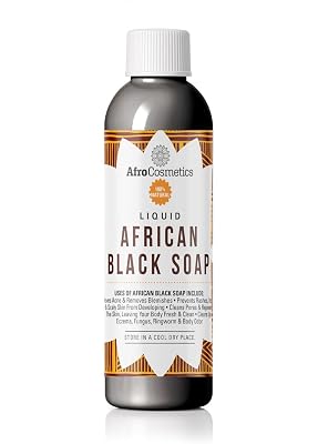 Raw African Black Soap Liquid, 100% Pure Natural Soap From Ghana, Body Wash For Face, Hair, Body, Acne, Eczema, Dark Spots 8 oz bottle 1, 8 oz