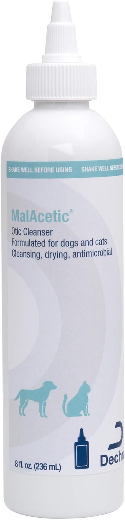 Malacetic Otic Cleanser for Dogs and Cats, 8 fl oz | Cleansing, Drying; 2% Boric Acid; 2% Acetic Acid; Packaging May Vary