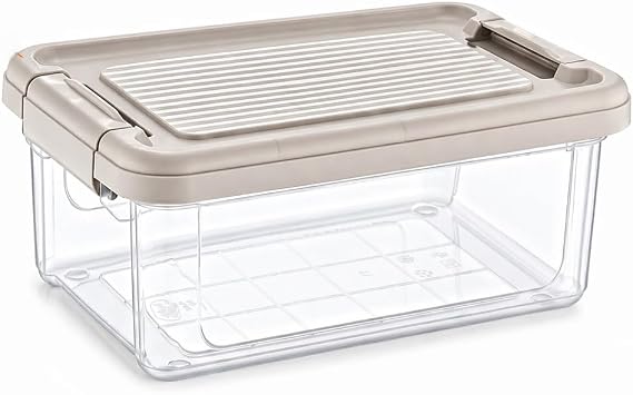Orret Home Kilitli Saklama Kabı Şeffaf Organizer PP Plastik Gıda Saklama Kabı Kapaklı Buzdolabı Düzenleyici İstiflenebilir Çok Amaçlı Saklama Kutusu (2,5 Litre)