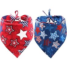 2 Pack American Flag Dog Bandana USA Triangle Bibs Scarf Reversible Accessories for Dogs Pets Cat Small