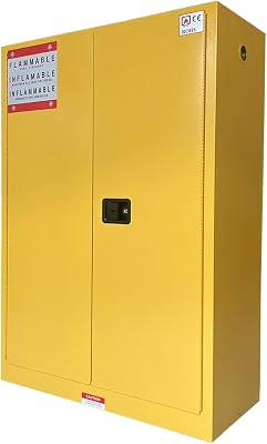 koxuyim Industry Safety Fireproof Cabinet 65.2 H Explosion Proof Double Wall Construction Cold-Rolled Steel 45 Gal Flammable Safety Cabinet for Industrial, 2 Adjustable Shelves 65.2H x 43W x 18D