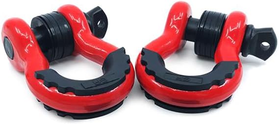 GA GearAmerica Heavy Duty D-Ring Shackles 58,000 lbs Capacity - Tow Shackle, 7/8" Pin & Washers - Securely Connect Tow Strap or Winch Rope for Off Road Recovery (Red, 2 Pack) - D Ring