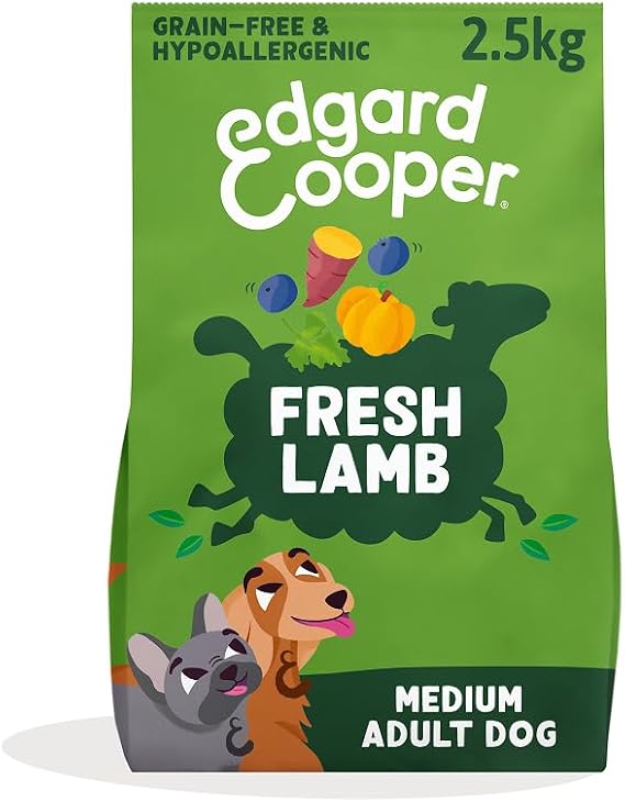 Edgard & Cooper Grain Free Dog Food Dry, (Lamb 2,5kg), Natural Kibble Dry Dog Food for Adult Dogs, Fresh Meat, High Protein, Gluten-Free, Non-GMO