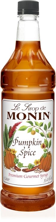 Monin Pumpkin Spice Syrup, 33.8-Ounce Plastic Bottle (1 liter)