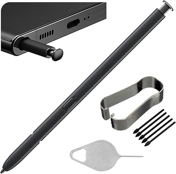 Galaxy S22 Ultra 5G S Pen Replacement S22 Ultra Pen with S22 Ultra Tips Nibs for Samsung Galaxy S22 Ultra 5G Touch Pen 6.8" SM-S908U S908U1 S908W with Needle Repair Part (No Bluetooth) (Phantom Black)