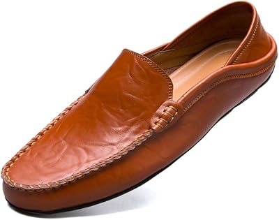 Mens Lightweight Casual Genuine Leather Slip On Soft Driving Walking Shoes Penny Loafer Flats Shoes