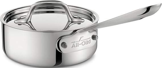 All-Clad D3 Stainless Steel 1 Qt Saucepan with Lid, Made in the USA