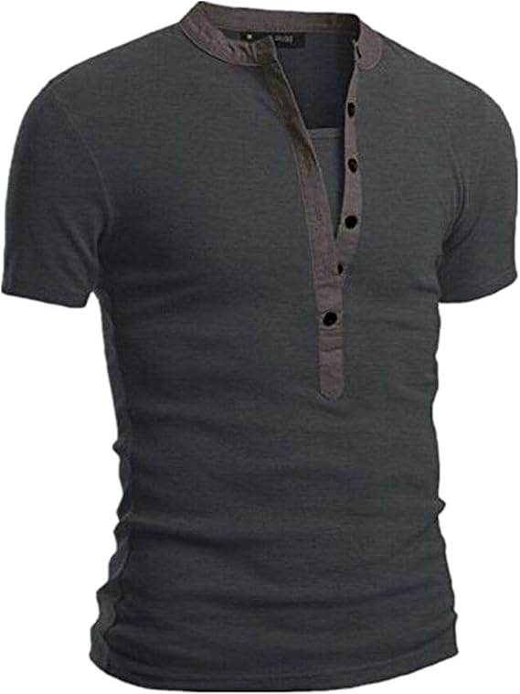 Mens Henley Shirts Short Sleeve Slim Fit T Shirts for Men