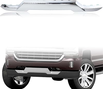 Chrome Front Bumper Skid Plate Panel Lower Cover Face Bar Compatible with Chevy Silverado 1500 2016-2018 Compatible with Chevy Silverado 1500 LD 2019 replaces 23243083 GM1044128