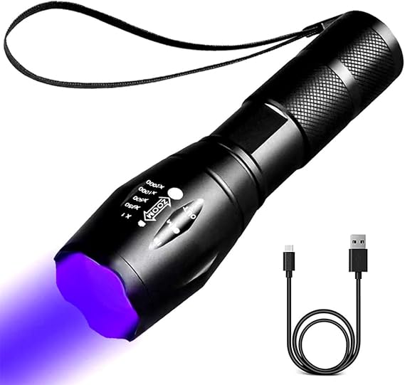Rechargeable Black Light UV Flashlights, Black Light Flashlight Mini, uv flashlights,Dry Stains, Bed Bug, Scorpion,395 nm LED Flashlight.