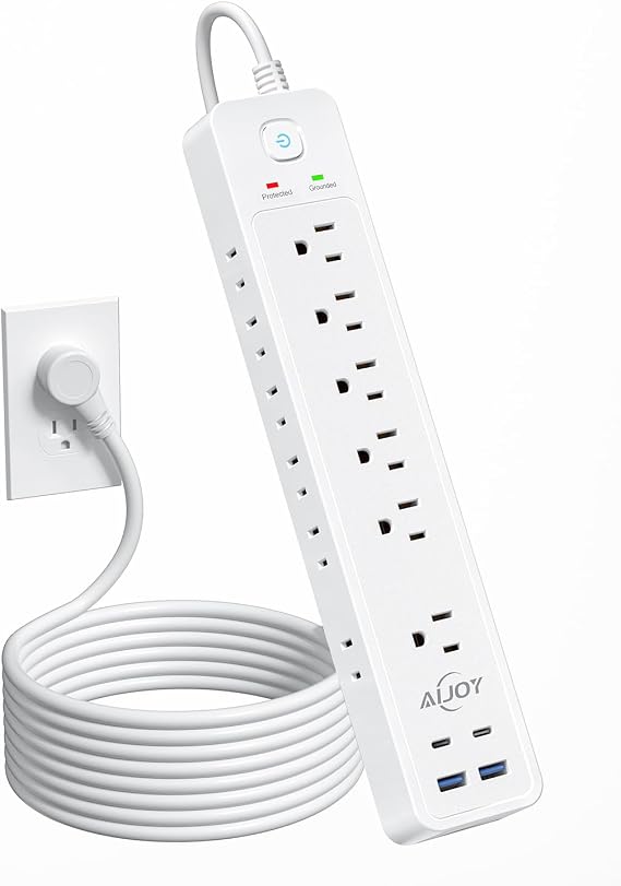 Surge Protector Power Strip 5 Ft with 12 Outlets and 4 USB Ports