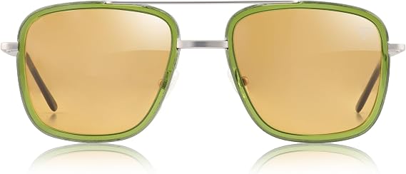 Hyperlight Aviator Green Fullerene C60 UV & bluelight daily shades for men. Unisex luxury sunglasses for women, designer sunglasses for men. Fashion branded harmonized white light eyeglasses w/case
