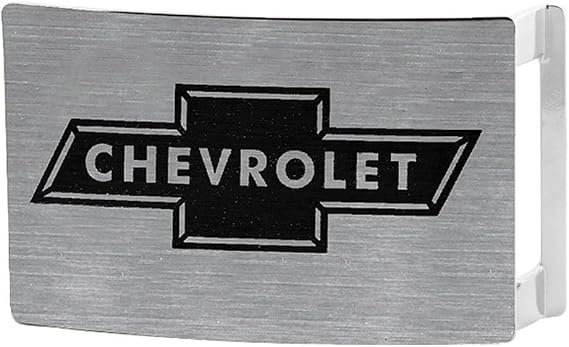 Chevy Bowtie Rock Star Buckle - Brushed Silver/Black