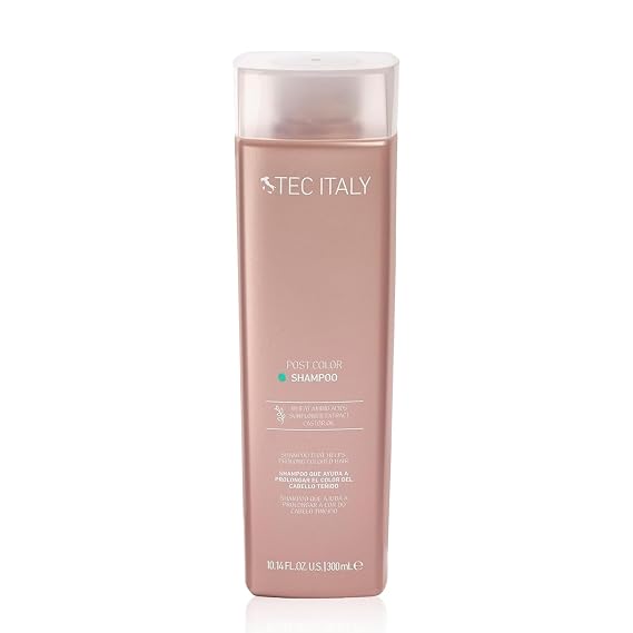 Tec Italy Post Color Shampoo for Color Treated Hair Protects Color and Shine Hydrating Cleanse Slightly Acidic pH Anti Fade Gentle Formula Daily Care Nourishing Moisture 10.14 fl oz Size Care