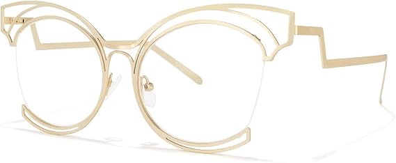 VOOGLAM Oversize Cat Eye Eyeglasses for Women with Non-prescription Clear Lens Maggie GM0340