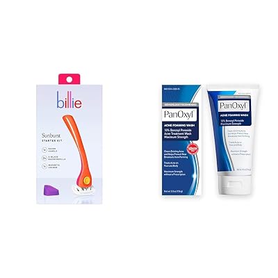 Billie Razors for Women Shave Kit with 2 x 5-Blade Razor Refills  PanOxyl Acne Foaming Wash Benzoyl Peroxide 10% Maximum Strength Antimicrobial