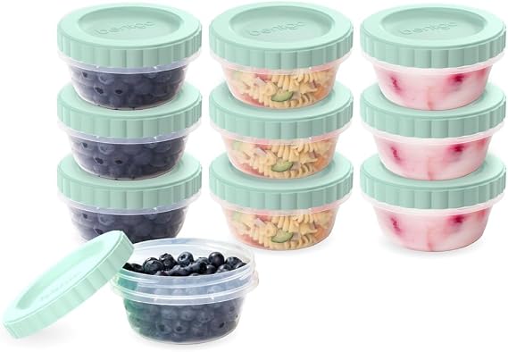Bentgo Prep - 20 Piece 8 fl oz Leak-Proof Deli Containers with Lids, Food Storage for Meal Prep, Twist-Top, Reusable, PFAS & BPA-Free, Stackable, Microwave, Freezer, Dishwasher Safe (Honeydew)