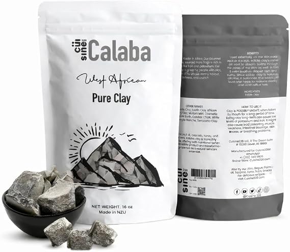 Cuisine228 Natural Clay, Big Chunk Calaba 100% Natural, Chemical-Free Detox Kaolin Marble Chalk| Hard Crunchy | Made in Togo