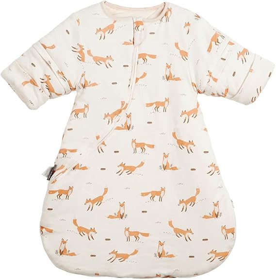 HOUSBAY Baby Sleep Bag Wearable Blanket Sleep Sack with Detachable Sleeves Unisex Baby Sleeping Sack With 2-Way Zipper (Fox, M: 6-12Months)