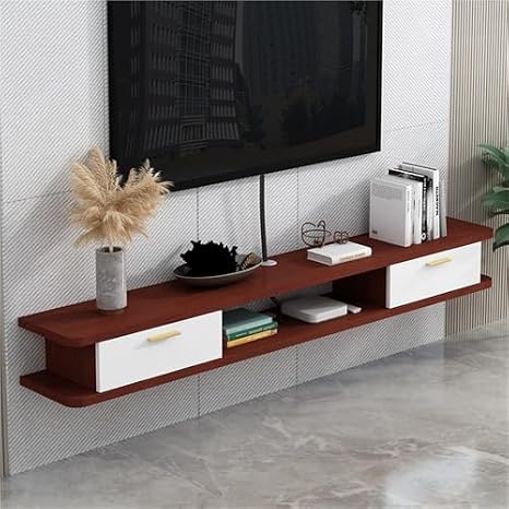 Floating Tv Stand Modern Meuble Flottant with Drawers Television Stands Solid Wood Wall Mounted Cabinet Unit,Modern Wall Mounted Storage Shelf Rack,Floating TV Stand,TV Media Console Stand,E