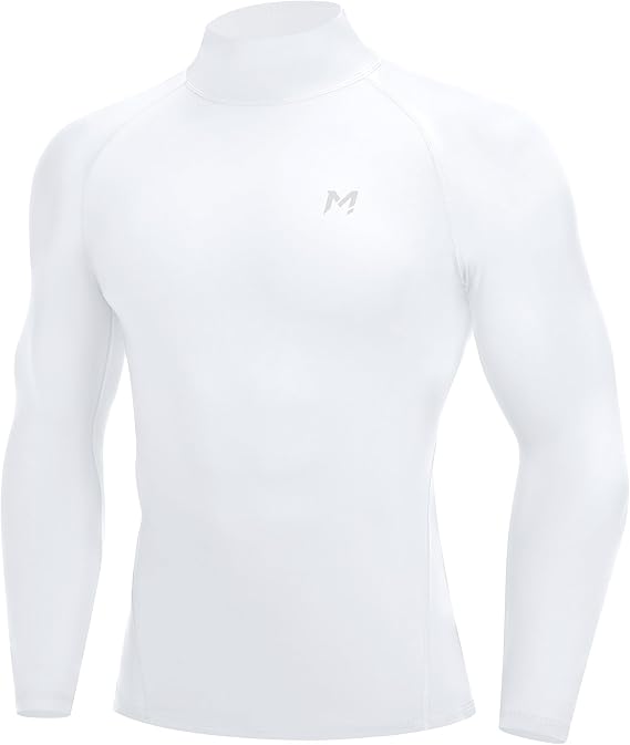 Moozava Mens Compression Shirts Mock Turtleneck UPF 50+ Quick Dry Long Sleeve Undershirts Athletic Workout Running Base Layer
