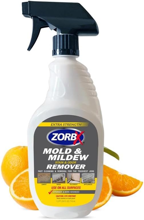 ZORBX Extra Strength Remover & Cleaner Spray 24 FL Oz Scrub Free Formula - Bleach Free Stain & Smell Eliminator for Shower, Bathroom, Ceiling, Carpet, Cars, Walls & Wood | Bleach Free Stain & Smell Eliminator for Shower, Bathroom, Ceiling, Carpet, Fabric, Cars, Walls & Wood, Pet & Family Safe