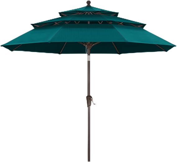 MASTERCANOPY 9ft 3-Tier Olefin Patio Umbrella, Turquoise